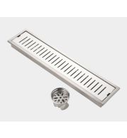 PR-155 Shower Channel Drain Stainless Steel Bathroom Linear Wet Room Commercial Heavy-Duty Grate Tray Water Drainage Spa Hotel Industrial Anti-Slip Rustproof Easy Clean Professional Grade Durable Low Profile Corrosion Resistant Sleek
